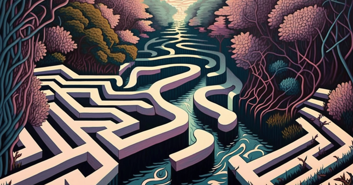 River flowing through a maze v16