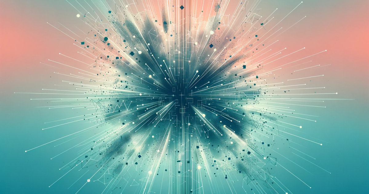 Graphic design representing a digital explosion in pastel colors