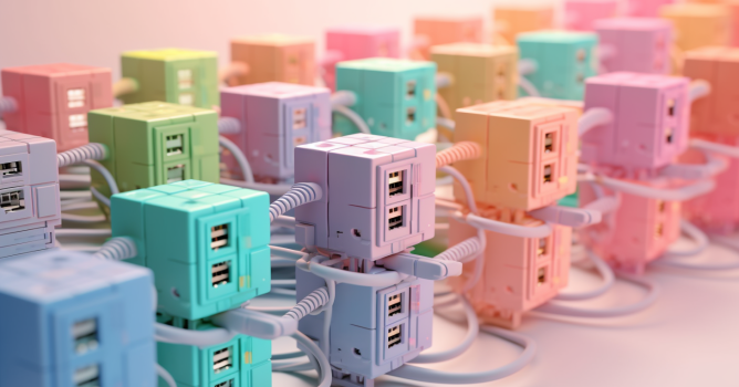 Abstract computer network in pastel colors v14