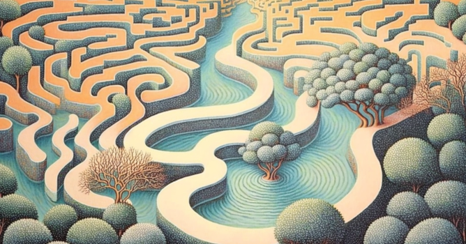 River flowing through a maze v11