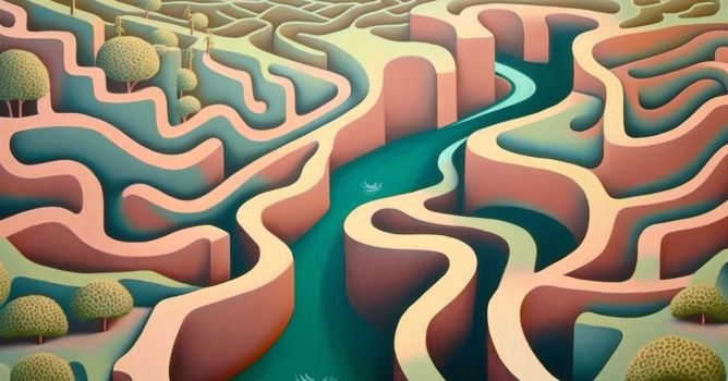 River flowing through a maze v18