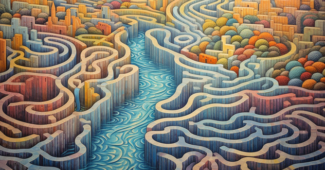 River flowing through a maze v28