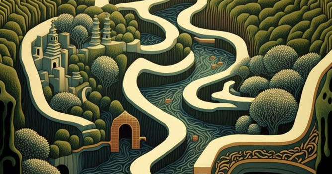 River flowing through maze v6